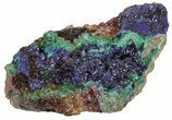 Sparkling Azurite Crystal Cluster with Malachite - Laos #56070-1